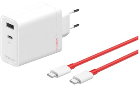 OnePlus Charger SUPERVOOC 120W Dual Port Cargador de Carga Rápida USB-C Con Cable Blanco