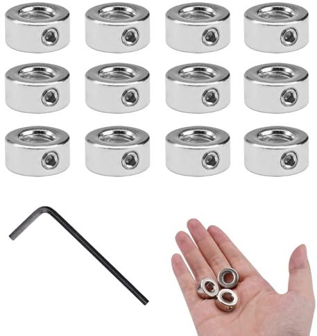 Butée de Profondeur de Perçage 8mm, 12 Pièces, Acier | Bague Arrêt d'Axe, Réglage avec Six Pans Creux, Pour Imprimante 3D CNC, Collier d'Arbre