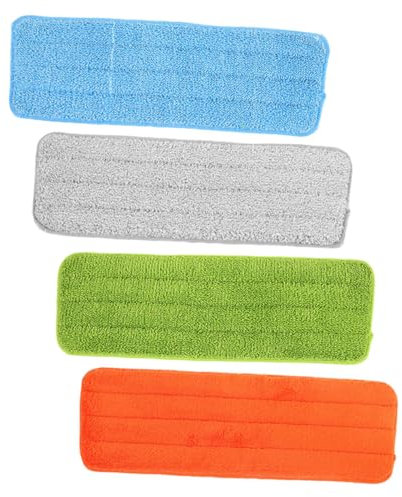 IWOWHERO Lingettes de Remplacement Forte Absorption D’eau Poussière Lot de 4 pour Balai Plat, en Fibre Lavable pour Nettoyage du Sol