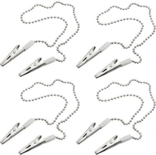 4 Stück Serviettenkette mit Clip Senioren, Serviettenkette mit Klammern Edelstahl, Silber Lätzchenkette mit Klammern, Serviettenhalter, Serviette Clips für ältere Menschen und Kinder