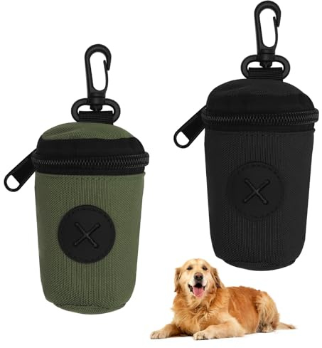Lot de 2 porte-sacs pour chien, porte-sachets, pour chien, avec mousqueton, port à sachets pour chiens et