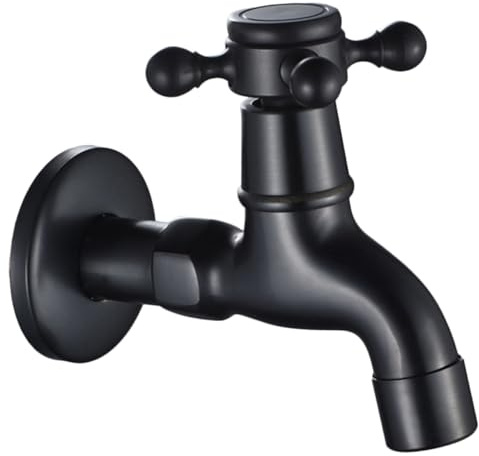 Schwarze Wandmontage Waschbeckenarmatur aus Kupfer Tb02-k 1/2 | Antik Vintage Optik, Glatte Oberfläche, Stabile Ausführung, für Badewanne und Toilette