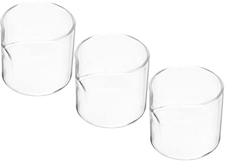 Mikikit Jarra de Leche Pequeña de Vidrio Transparente 60 Ml, Mini Dispensador para Crema y Jarabe, Hervidor de Leche Compacto para Hogar y Cafetería, Pack de 3 Unidades