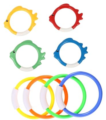 JOINPAYA 8pcs Diving Ring Swim Colorful Underwater Pool Sinkers Smooth Edges Lightweight Fun Summer Water Play Random Color