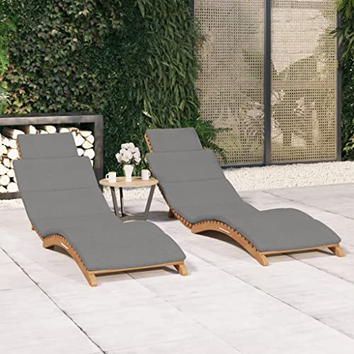 JHQHSM Lettini prendisole 2 pezzi con cuscini in legno massello teak – Lettino ergonomico da giardino con schienale regolabile e design pieghevole per terrazza ed esterni