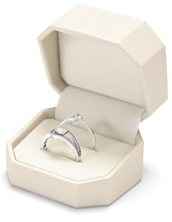 Oirlv Octogonal Boite Double Bague,Boîte Bague de Fiançailles,