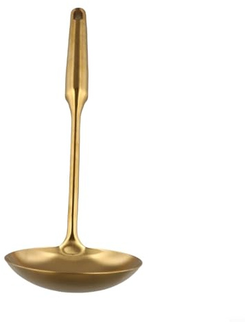 Niceminiwall Set di utensili da cucina in acciaio inox con finitura dorata, cazzuola da cucina per uso domestico, design salvaspazio con foro per appenderlo, pezzo (#2)