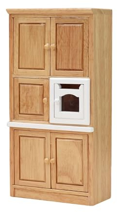 MARCBUSE Modello in legno per case delle bambole, camera da letto, soggiorno, decorazione realistica, per case delle bambole e armadietti in legno in miniatura
