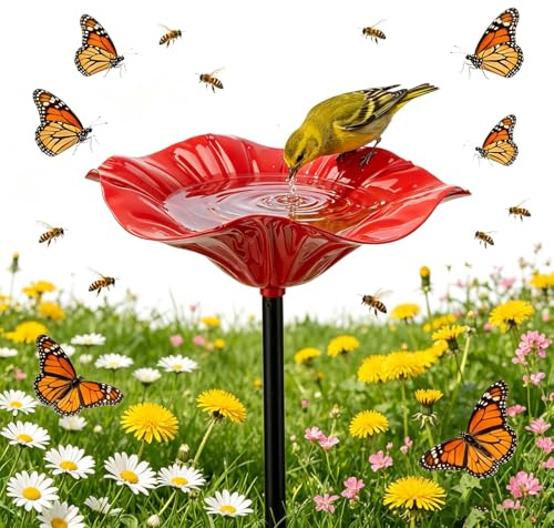 Vogeltränke Winterfest Gartenstecker aus Metall Blumen Gartenstecker Vogeltränke, Blume Bienentränke Für Garten, Vogelfutterhaus Gartenfiguren Insektentränke Gartens Für Bienens Schmetterlingstränke