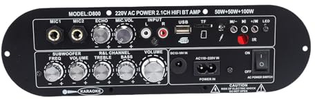 Generic HiFi 2.1-kanals Förstärkarkort Bluetooth AUX USB FM Ljudeffektförstärkarmodul för Hemmabio och Professionella Ljudsystem Aluminiumlegering (#1)