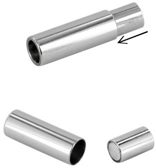 AURORIS Edelstahl Magnetverschluss 15x6mm Lochdurchmesser: 4mm / 5 Stück