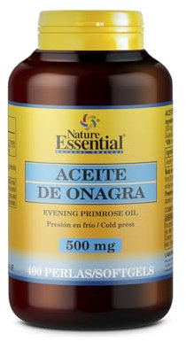 Nature Essential | Perlas de Aceite de Onagra 500 mg | 400 Perlas | Con Vitamina E | Fórmula para el Bienestar Femenino