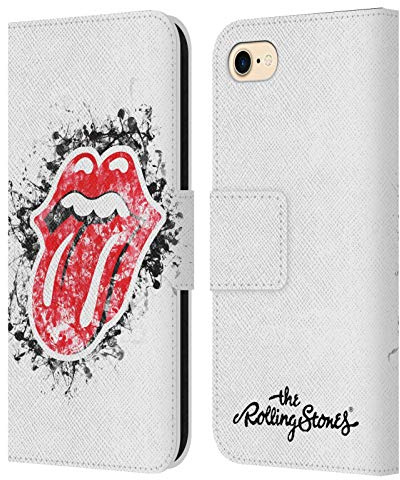 Head Case Designs Officially Licensed The Rolling Stones Distressed Look Tongue Licks Collection Leather Wallet Case Compatible with Apple iPhone 7/8 / SE 2020 & 2022