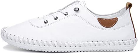 Lunar St Ives Leather Plimsoll 5 UK White