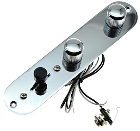 KAISH Voll beladene Steuerplatte Vorverdrahtete 3-Wege-Steuerplatte mit Kabelbaum für Tele/Telecaster Chrom