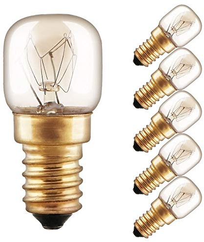 NCC-Licht 5x Glühbirne Backofenlampe T22 Röhre E14 25W Doppelwendel | Leuchtmittel aus klarem Glas mit E14-Sockel, ideal für Backöfen und hitzebeständige Anwendungen