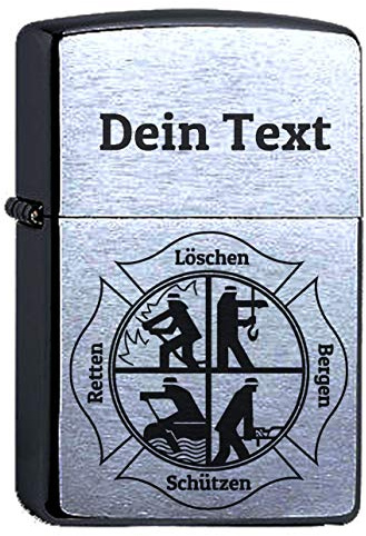 Zippo Benzinfeuerzeug Feuerwehr mit Gravur Löschen Bergen Retten Schützen und Wunschtext Dein Name personalisiert Symbol freiwillige oder Berufsfeuerwehr Personalisieren