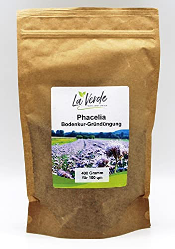La Verde MEIN GARTEN UND ICH. Phacelia Samen 400g für 100m², Bienenfreund, Bodenkur, einjährige Gründüngung, Saatgut ohne Gentechnik