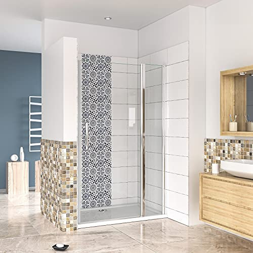 AICA porte de douche pivotante 100x187cm porte de douche en 6mm verre securit anticalcaire avec 1 élément fixe
