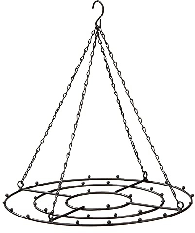 Spetebo Deko Hänge Kranz - Ø 33 cm/schwarz - mit Kette zum Aufhängen - Deckenhänger Metallkranz Deckenkranz zum Schmücken