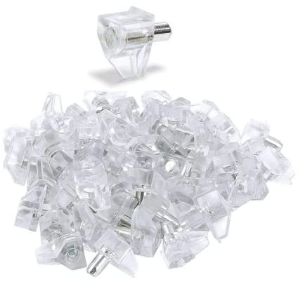 100 clavijas soportes para baldas, estantes estanterias muebles, madera cristal, transparentes almacenamiento 5mm acero (100)