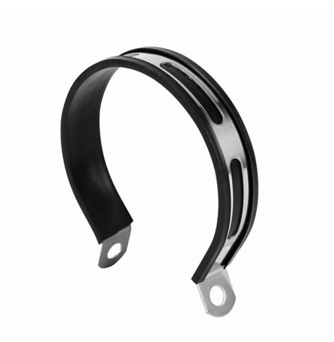 BOROCO Motorrad Auspuffhalter Edelstahl Halterung Montagebügel Universal | Auspuff Schalldämpferrohr Befestigungsclip Halbrund Aufhänger Einfache Montage Vibrationsdämpfend (Schwarz Silber)