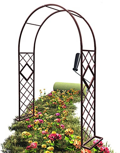 Arco Per Rose Padiglioni In Metallo Arco Da Giardino Ferro Battuto/Nero/Verde/Bianco 140x230x40cm Marrone Decorazione Arco Supporto Per Rose(Bronze,260x230cm/102x90in)