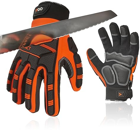 Vgo... 1 Paar Arbeitshandschuhe, Mechanikerhandschuhe,Schlaghandschuhe,Anti-Vibrationshandschuhe,Riggerhandschuhe,Heavy Duty(SL9792IP)