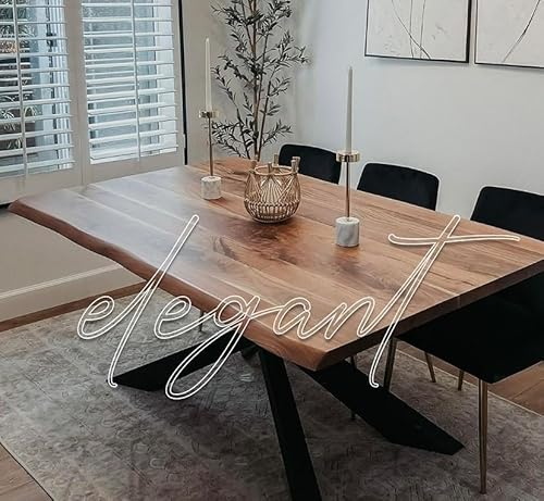 designs4yourhome Esstisch 140x70cm echte Baumkante, massiver Holztisch aus Wallnuss, Schwarze Metallbeine, Baumkantentisch, Esstisch für bis zu 6 Personen, Holztisch Paris (Nussbaum+V-Gestell, 160x70)