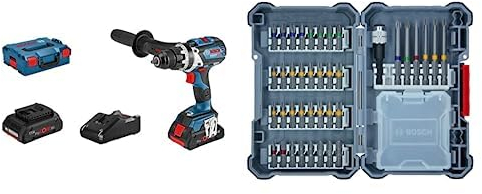Bosch Professional 18V System Akku Bohrschrauber GSR 18V-110 C (inkl. Akku, Ladegerät, in L-BOXX) + 40tlg. Schrauberbit-Set (Zubehör Bohrschrauber und Schraubendreher)