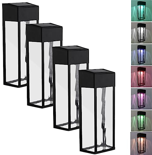 4er-Set Solarlampen für Außen Garten, RGB Solar Zaunbeleuchtung Wandleuchte Aussen IP65 Wasserdicht LED Solarlampe Außen für Terrasse Garten Stufen Treppen Zäune