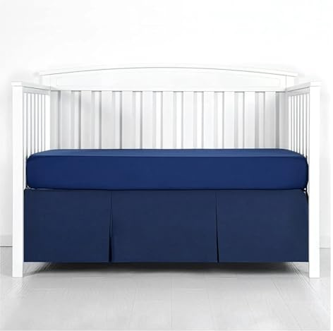 Faldón de cama Falda de cama de cuna plisada estándar con sábanas superiores blancas for bebés, niños y niñas, ropa de cama de guardería for niños pequeños de 14 pulgadas de alto ( Color : Dark Blue ,