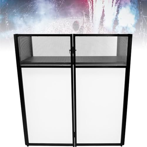 SUCRFXJ Tragbare DJ-Fassaden-Tischstation, DJ-Disco-Stand-Mixer-Regal, Faltbare DJ-Event-Kabine-Fassade mit weißem und schwarzem Gitterstoff, gepolsterte Tragetasche, Flache (40 * 40 * 20 Zoll)