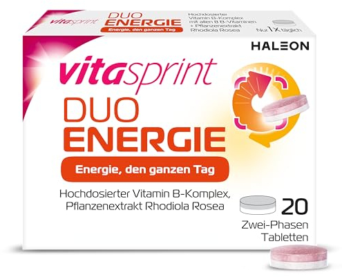Vitamine - Vitasprint Duo Energie 2-Phasen-Tabletten, 20 St. – Mit hochdosiertem Vitamin B-Komplex zur Verringerung von Müdigkeit und Pflanzenextrakt Rhodiola Rosea