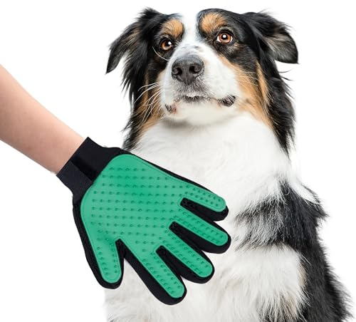 Belle Homie PetnBeyond Deshedding and Grooming Gloves - Gentle Effective Pet Care Gloves for Cats and Dogs - Ultimate Massaging and Comfort - Suitable for Long and Short Fur - 1 Pack, 1 Pair (Green)