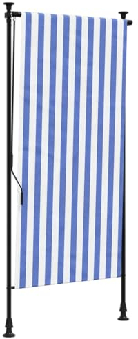 vidaXL Außenrollo Blau und Weiß 120x270 cm Stoff und Stahl