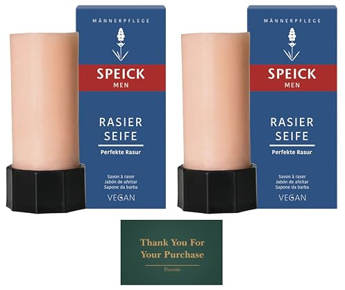 Shaving Soap Stick 50g (Pack of 2), Normal And Sensitive Skin, Creamy Foam Which Leaves The Skin Refreshed, With Treseida Thank You Card