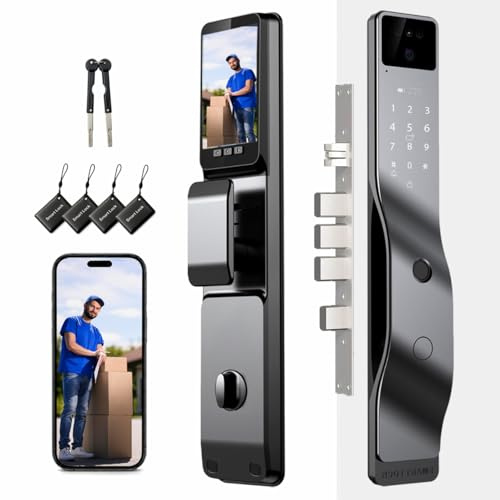 We Technology 3D Face Recognition Smart Door Lock, WiFi Door Locks with Camera, Video Doorbell, Fingerprint, Passcodes, IC Card, Keyless Smart Mortise Lock for front door, Use Tuya APP