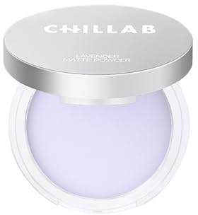 Chillab Poudre de réglage de l'huile de lavande mate, pas de fonte blanche, pas de finition pâtissière, durable, légère, floue des pores, aspect sans brillance