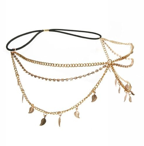 Zimoer Fashband Boho Head Chain Gold Headpiece Tassel Fashion Hair Accessories Indian Gold Headband Festival Bohemia Vintage Jewelry Headbands Forehead for Women and Girls Wedding Prom(C)