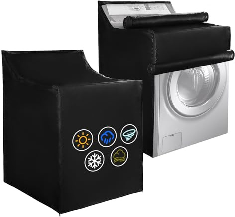 420D Heavy Duty Waterproof Washer & Dryer Cover with Easy-Install Zipper, Universal Fit for Top-Loading and Front-Loading Washing Machines 2 Pcs