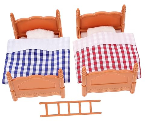 CIYODO Miniatur Etagenbett Puppenhausmöbel Schlafzimmer Mini-möbelmodelle Miniaturmöbel Bett Ornament Puppenhausdekor Mini-Haus