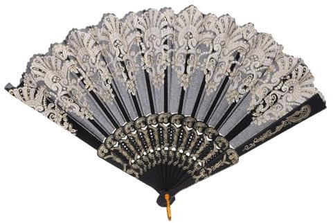 RORPOIR Oriental Fan 2pcs Chinese Fans Handheld Mini Japanese Wall Hands Large Hand Folding Hand Traditional Hand Lace Foldable s Hand s Women Lace Hand s Kit Black