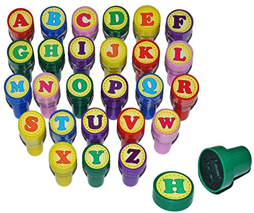 alles-meine.de GmbH 26 TLG. Set Lehrerstempel mit Stempelkissen - ABC Buchstaben Alphabet - selbstfärbend - Stempel hochwertig ! - Stempelkissen Kinder Lehrer Schule