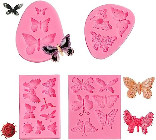 Molde de silicona para tartas con forma de mariposa – 4 piezas para pasta, chocolate, magdalena y decoración de arcilla