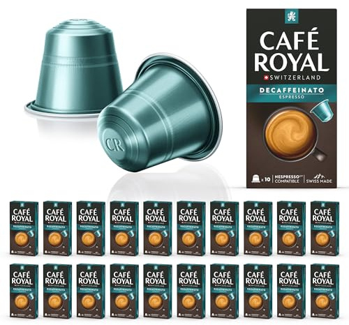 Café en Capsules Aluminium - Café Royal Pro | 20 x 10 soit 200 Dosettes - Saveur Decaffeinato - Compatibles avec les Machines à café Nespresso®* Alu à usage Domestique