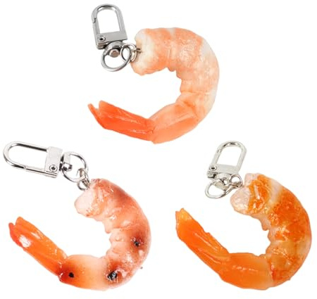 3 Morceaux De Trousseau De Crevettes Simulées, De Trousseau Drôle, De Sac Créatif Et D'Ornements Intéressants.