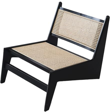 ZYFBD Mid-Century Moderner Rattan-Sessel, Armloses Design, geeignet für Wohnzimmer, Homeoffice, Gästezimmer, Balkon und Terrasse, Kirschholz
