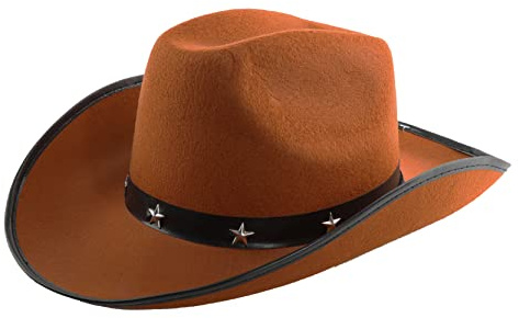 Cowboyhut für Erwachsene, braun, mit Stern-Nieten, klassisches Western-Kostüm-Accessoire für Festivals, Rodeos, Motto-Partys, Kostümveranstaltungen und Country-Nächte