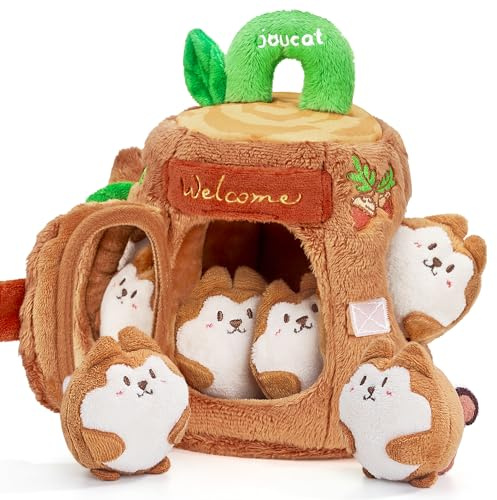 JoyCat Baby Spielzeug 6-12 Monate, Baumhaus mit 5 Plüsch Eichhörnchen, Rassel, Spiegel, Montessori Spielzeug BabySpielzeug für 6 7 8 9 10 Monate, Weihnachten Geschenk Baby Jungen und Mädchen